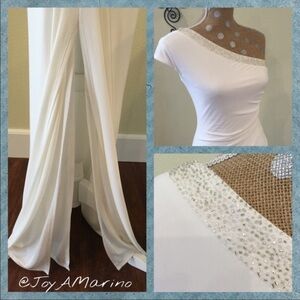 Laundry by Shelli Segal White Beaded Bodycon Dress